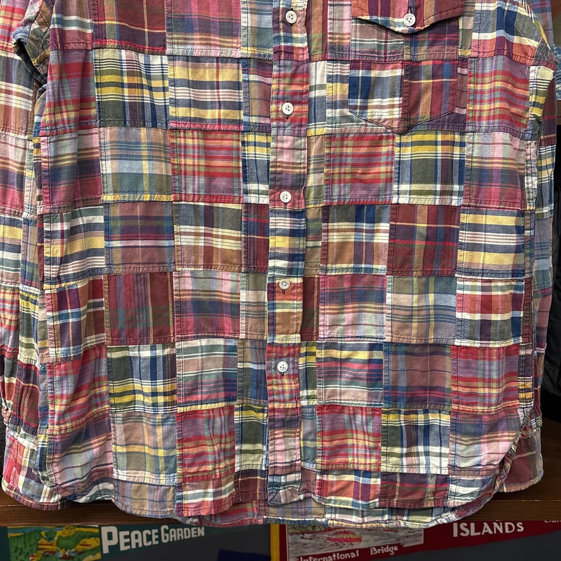90s 폴로 랄프로렌 인디언 마드라스 패치워크 버튼다운 셔츠 N876 상품이미지4