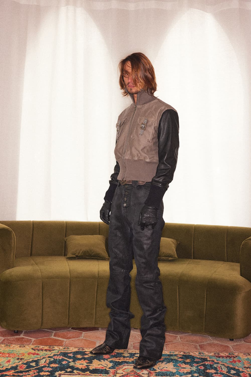 Leather Sleeve French Moleskin Jacket 상품이미지6