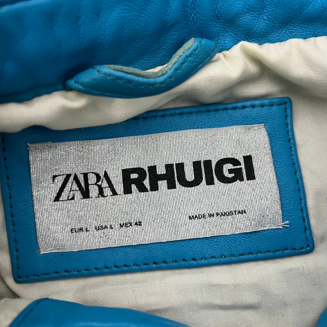 자라 x 루이지 램스킨 레더 봄버 바시티 자켓 상품이미지5