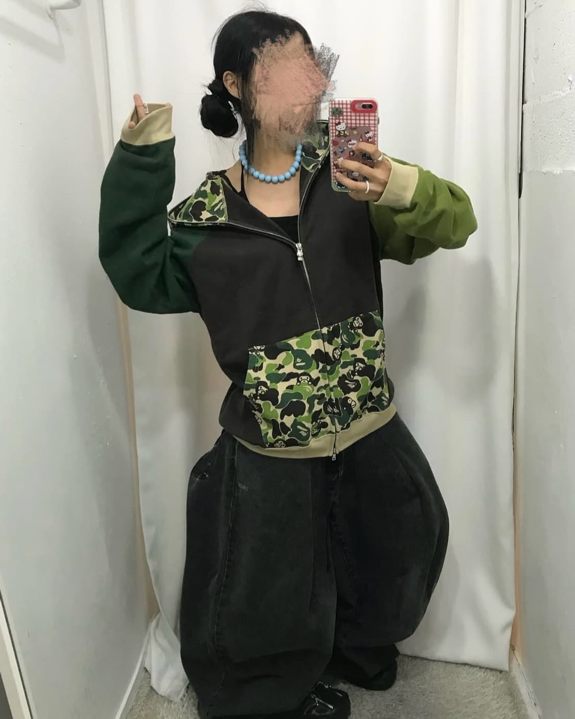 베이프 마일로 카모 배색 후드집업 상품이미지4