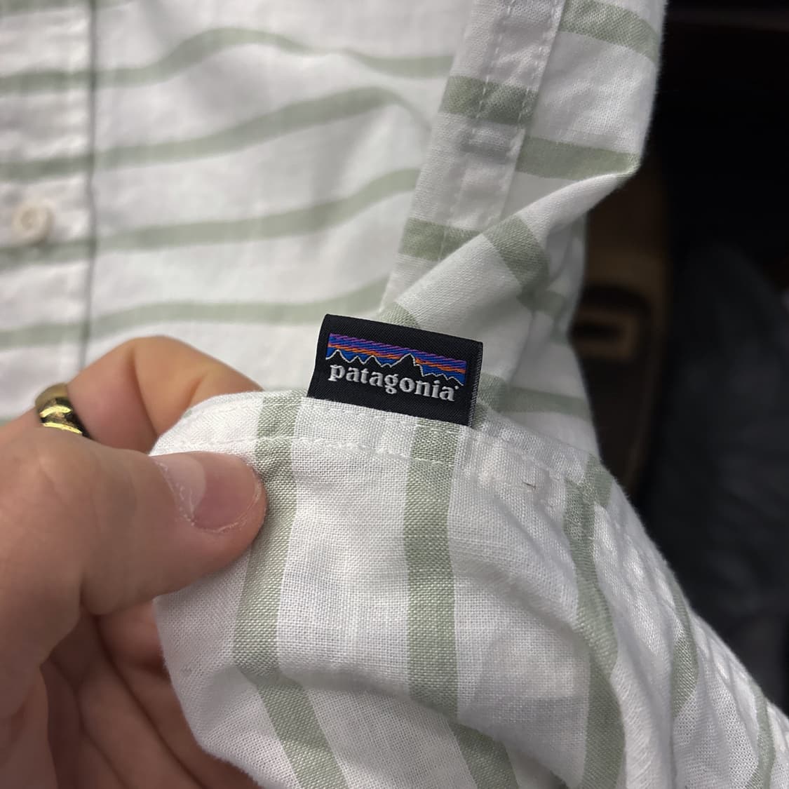 파타고니아 오가닉코튼 올리브 스트라이프 라이트코튼 셔츠 N1026 상품이미지6