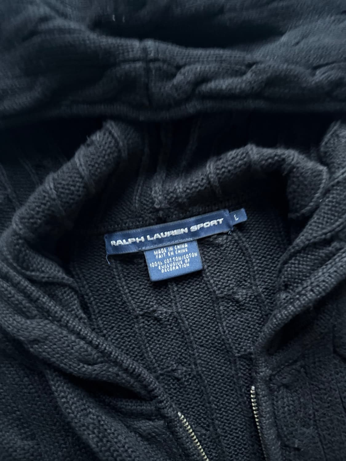 폴로 랄프로렌 포니 로고 블랙 케이블 니트 후드집업 상품이미지7