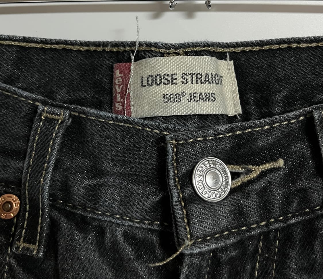 리바이스 569 흑청 와이드 데님팬츠 청바지 27 상품이미지5