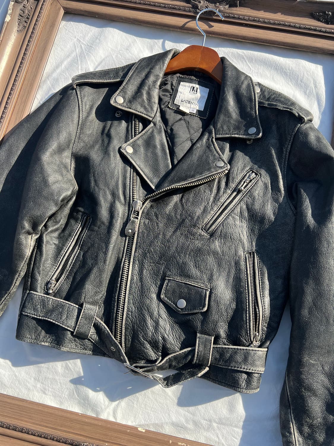 빈티지 블랙 레더 라이더 자켓 상품이미지4
