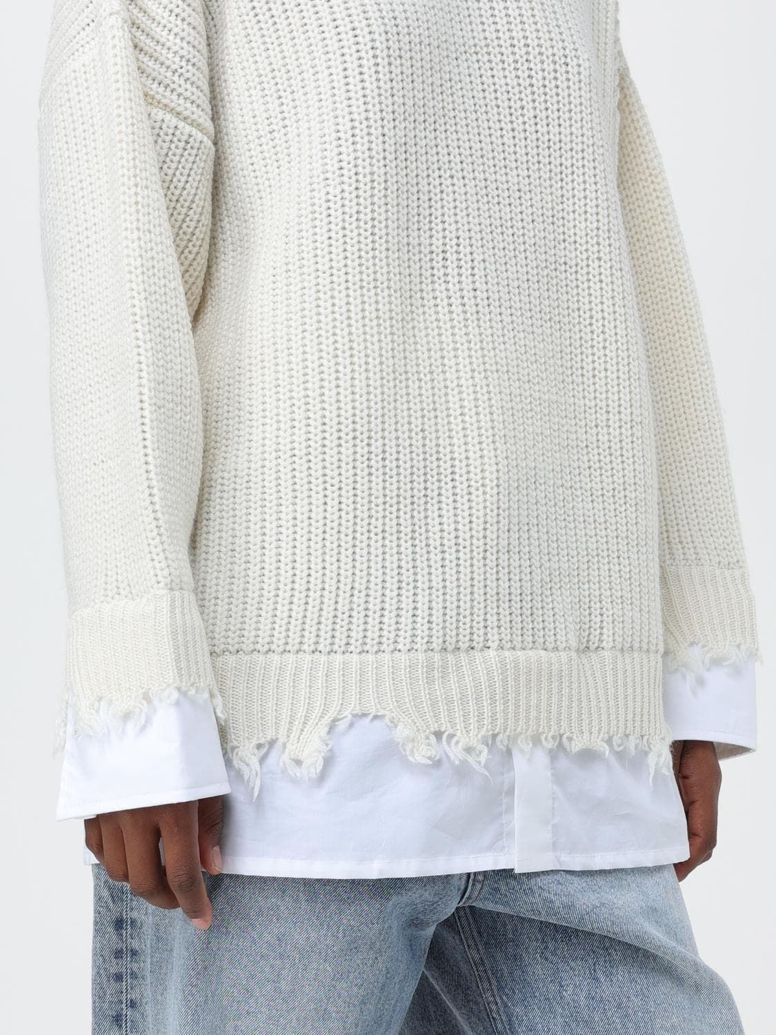 MM6 마르지엘라 디스트레스 셔츠 레이어드 니트 스웨터 아이보리 XS 상품이미지8