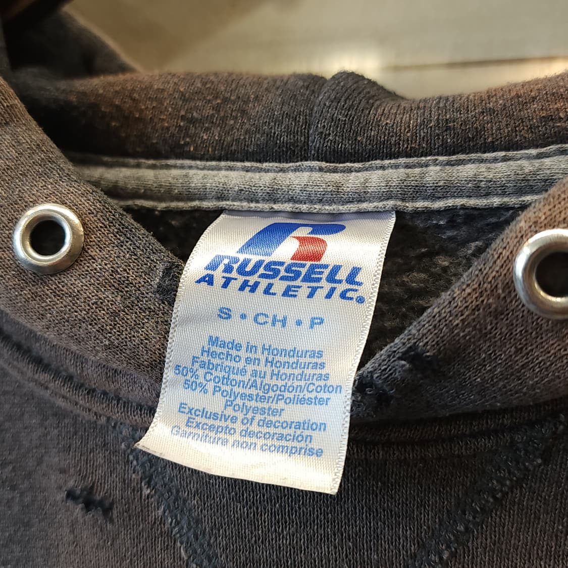 90s 러셀 후드 빈티지 스웻셔츠 썬페이딩 그레이 s 상품이미지5