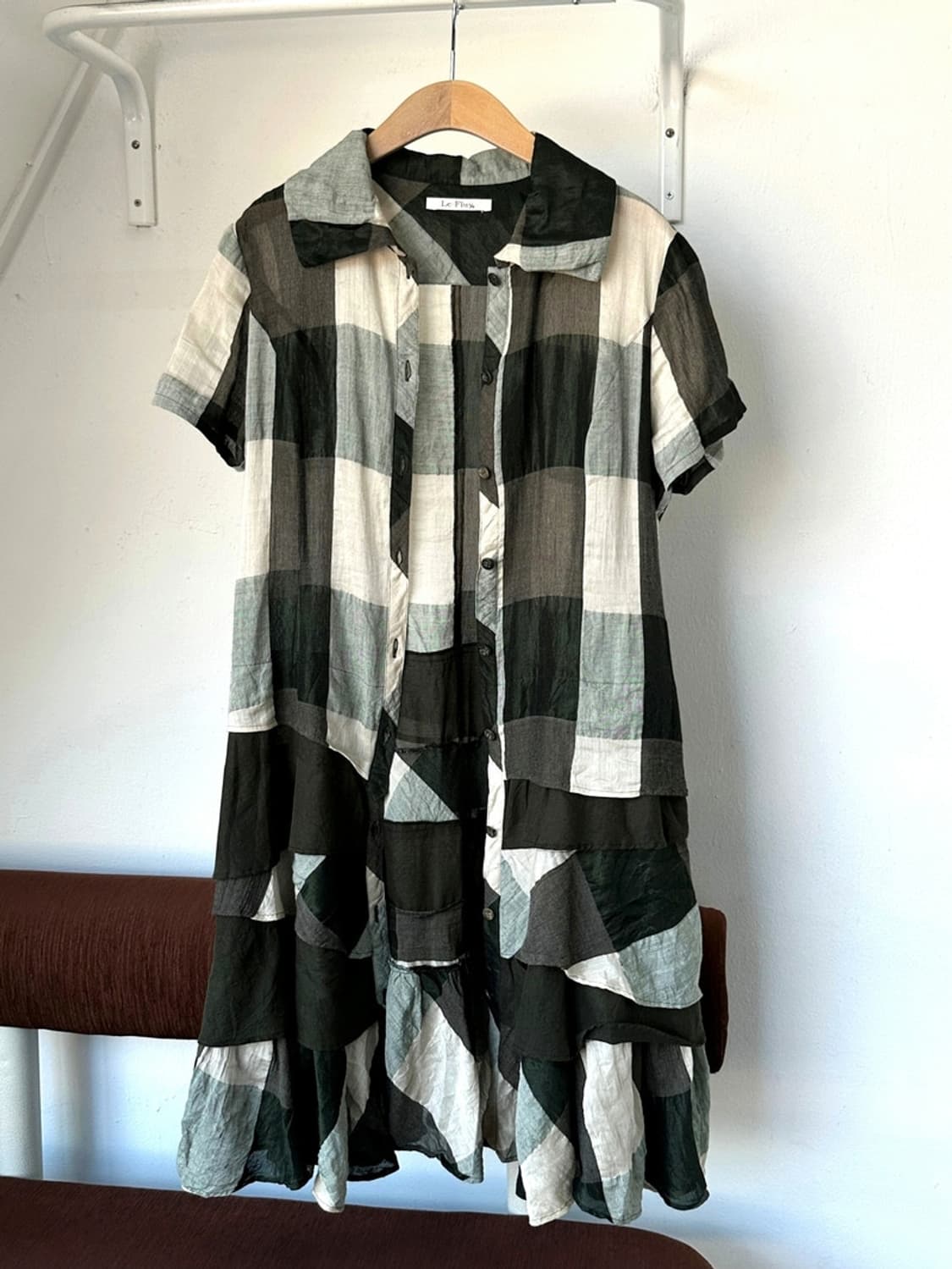 Cotton linen shirred panel design onepie 상품이미지1