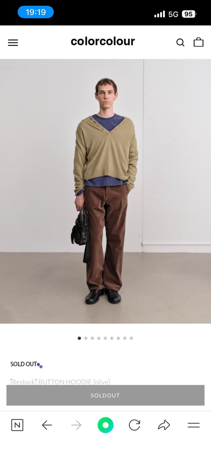 M) 컬러컬러 버튼 후디 올리브 구매 상품이미지1