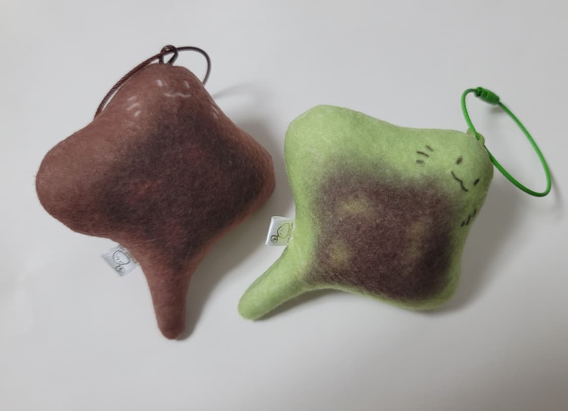 핫케이크 가오리 인형 키링 녹차, 초코 가방고리 핸드메이드 솜인형 상품이미지2