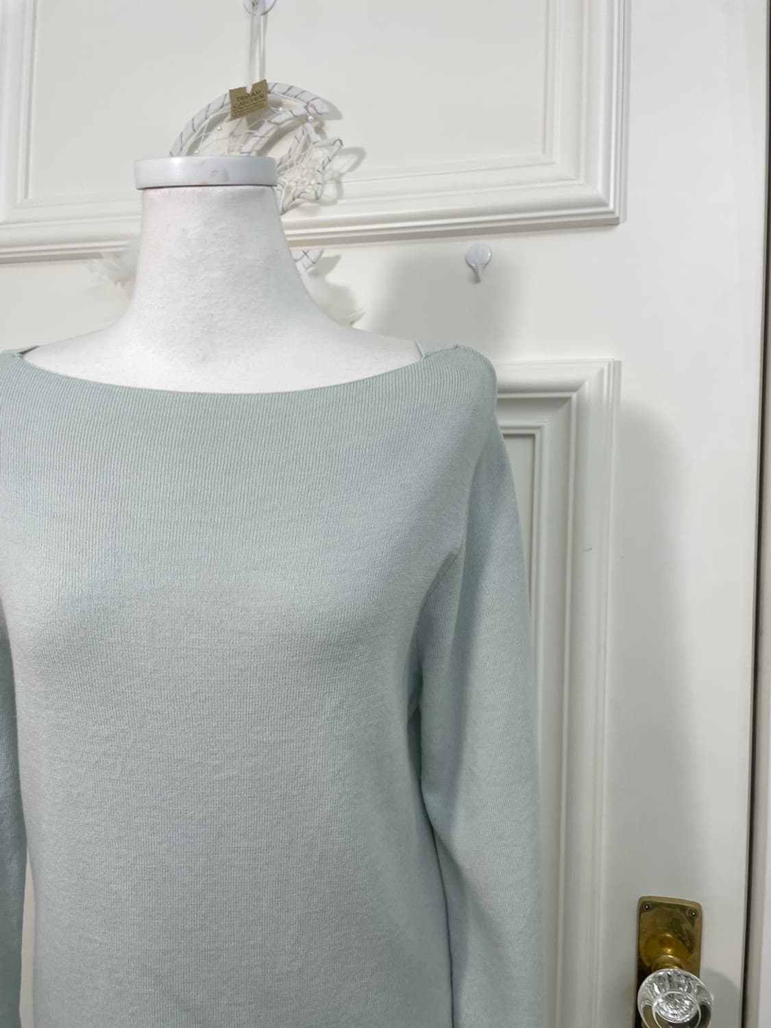 mint sleeve button point boat-neck knit 상품이미지6
