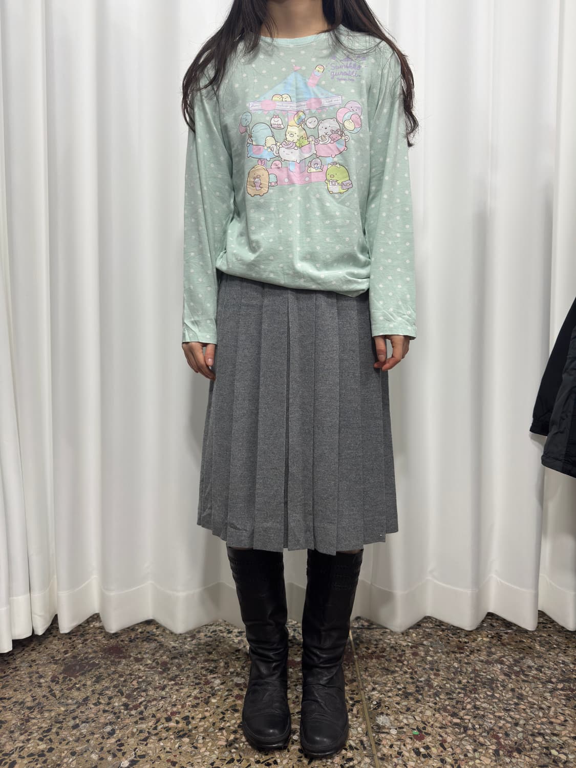 oxford gray wool pleats skirt 상품이미지2