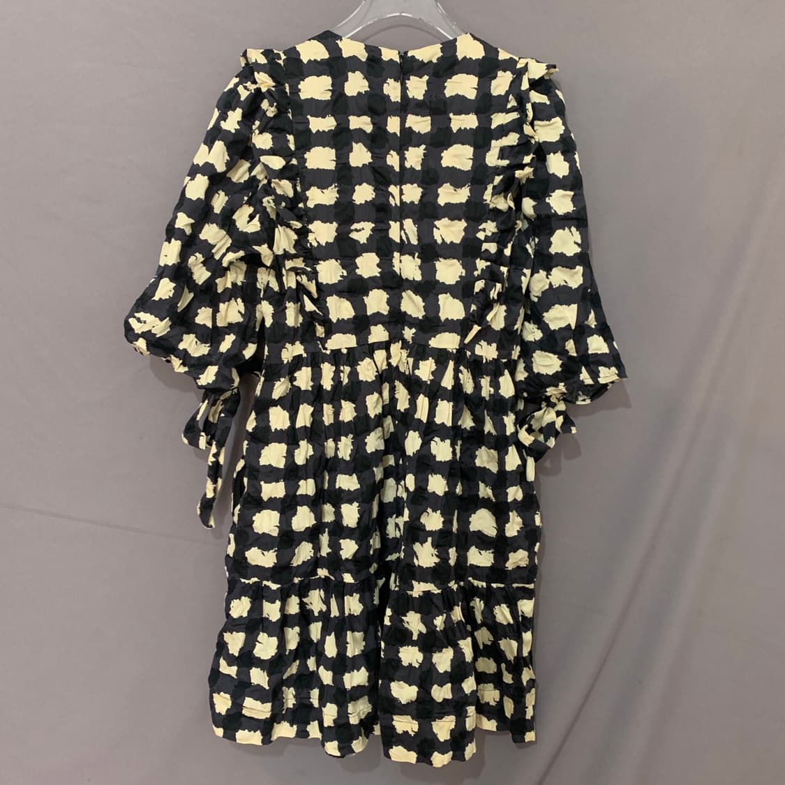 XS SEA NY 씨뉴욕 진저 깅엄 체크 스모크 반팔 프릴 원피스 상품이미지3