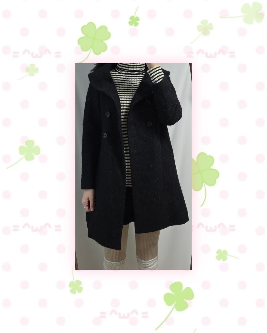 KBF 블랙 헤어리 울혼방 코트 상품이미지3