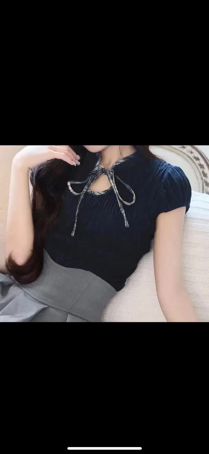 미셸마카롱 셔링리본블라우스탑 스나계허니뮤앤드마리피움립서비스다리치GRL걸리 상품이미지2