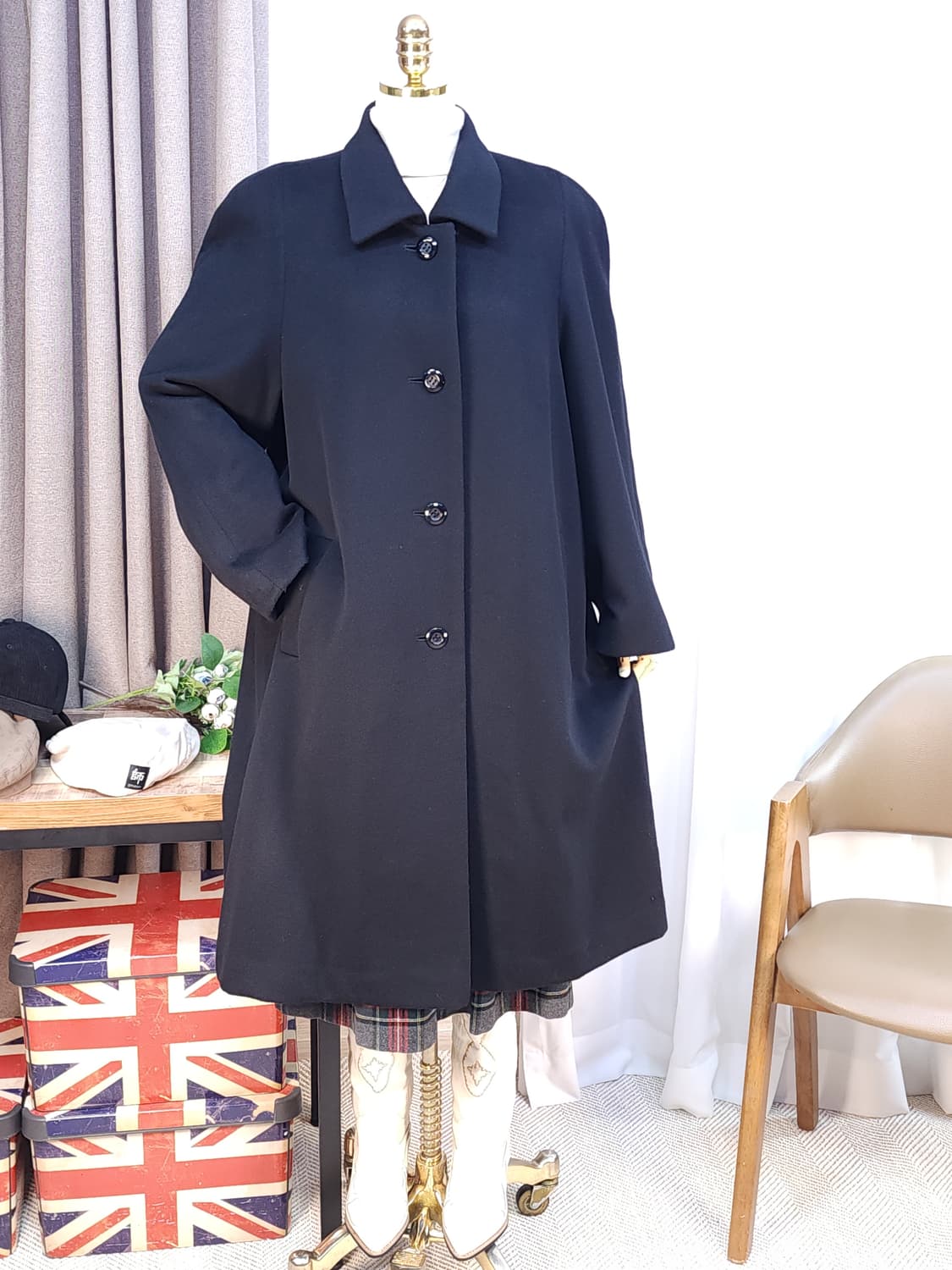 캐시미어100% 블랙코트 상품이미지9