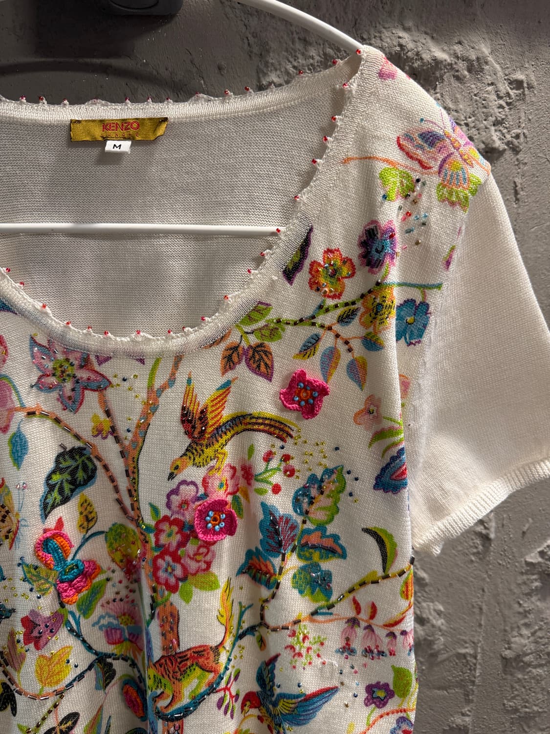 겐조 KENZO 정글 플로럴 자수 반팔 니트 아이보리 M 상품이미지3