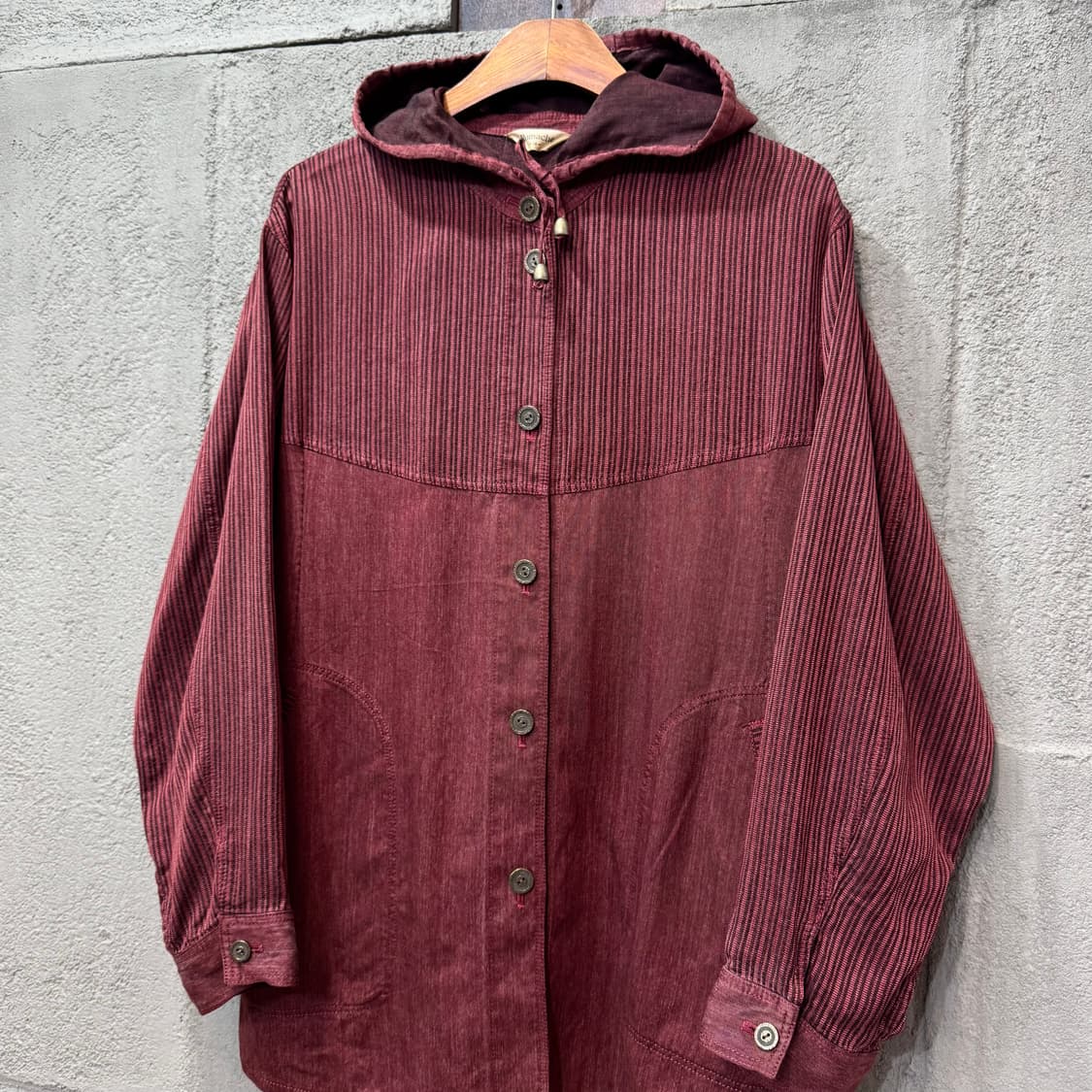 Romache 제팬 버건디 후드 셔츠 자켓 (L)   상품이미지2