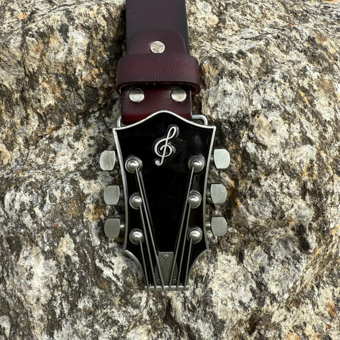 rock guitar cow leather belt bk/bn 상품이미지1