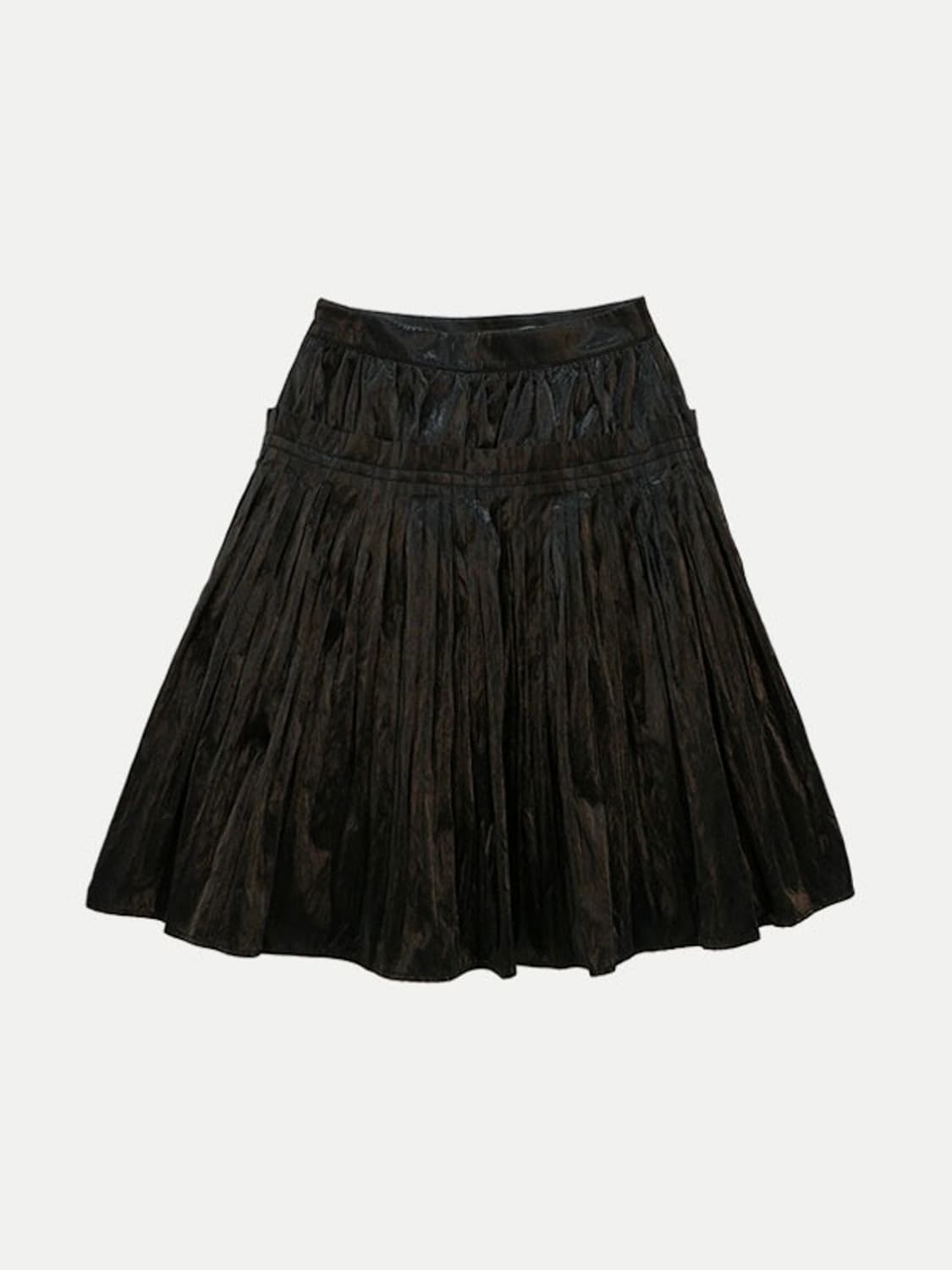 콜로신스 글로시 핀턱 미디 스커트 상품이미지1