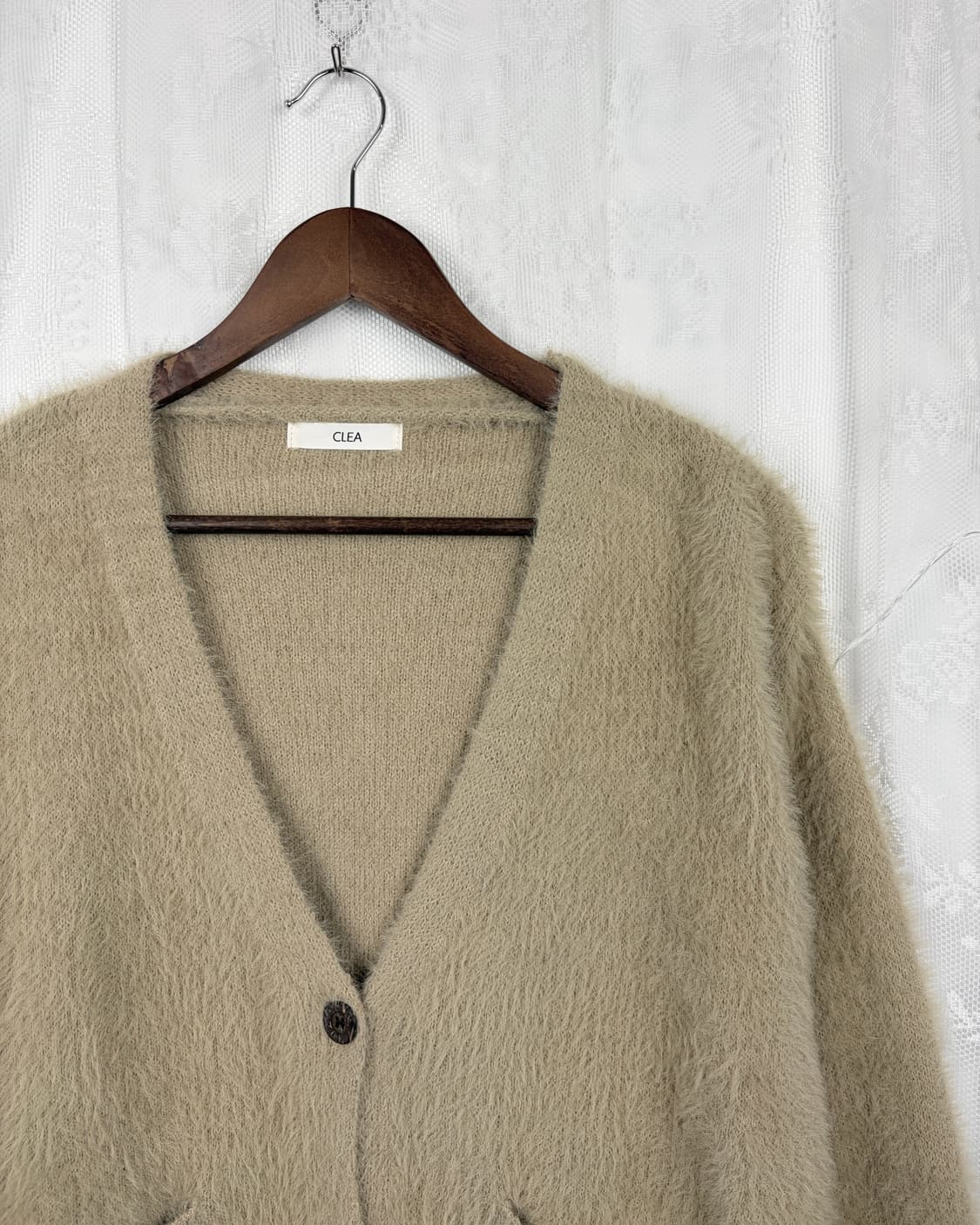 CLEA Beige Hairy Knit Cardigan 상품이미지2