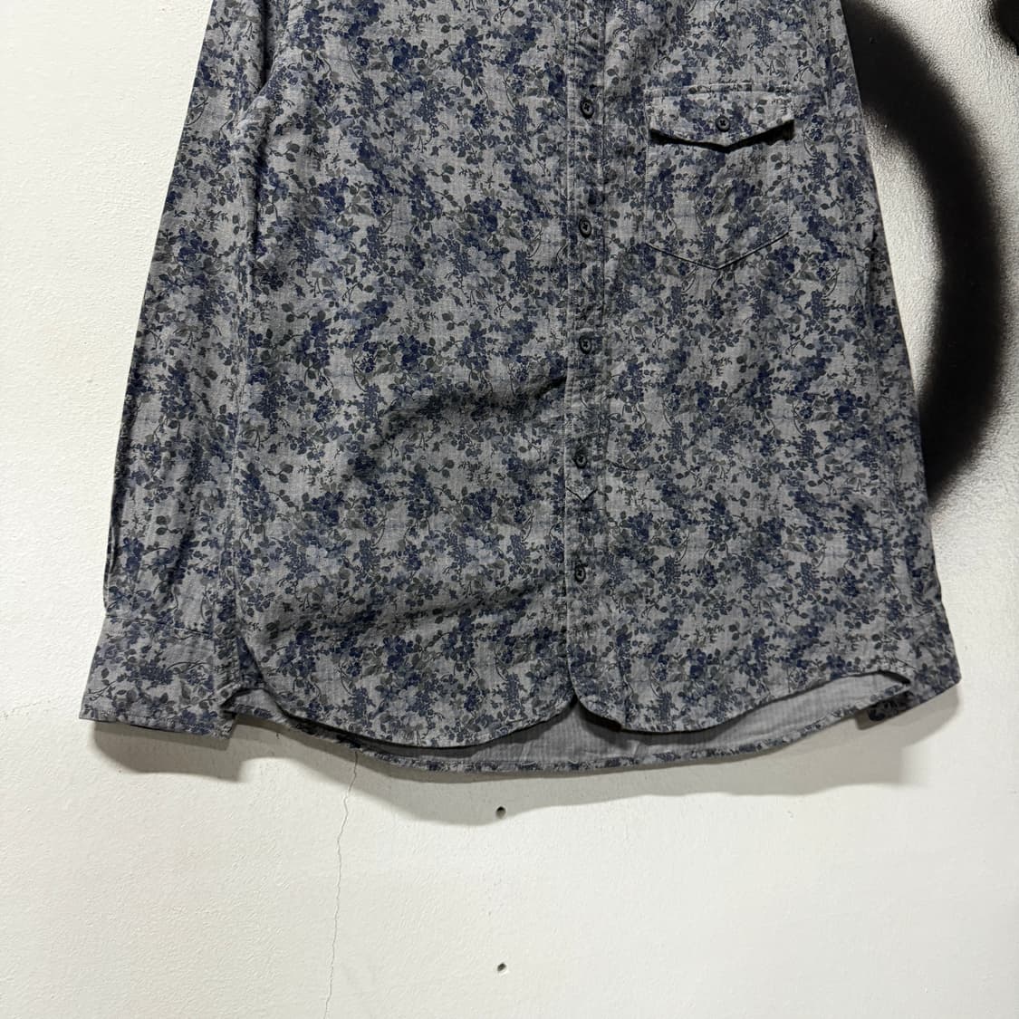 VTG 빈티지 플라워 자카드 풀 패턴 원포켓 코튼 긴팔 셔츠 상품이미지4