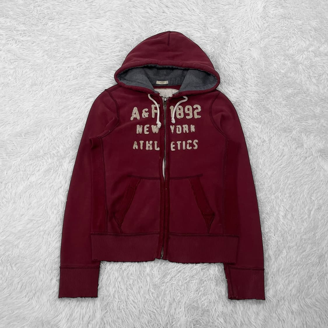 아베크롬비 스펠 로고 후드집업 버건디 상품이미지2