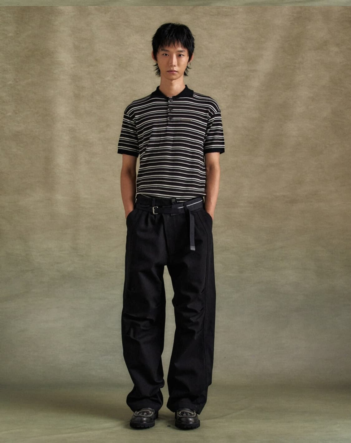 앤더슨벨 유니섹스 블랙 크로오버 와이드진  상품이미지3