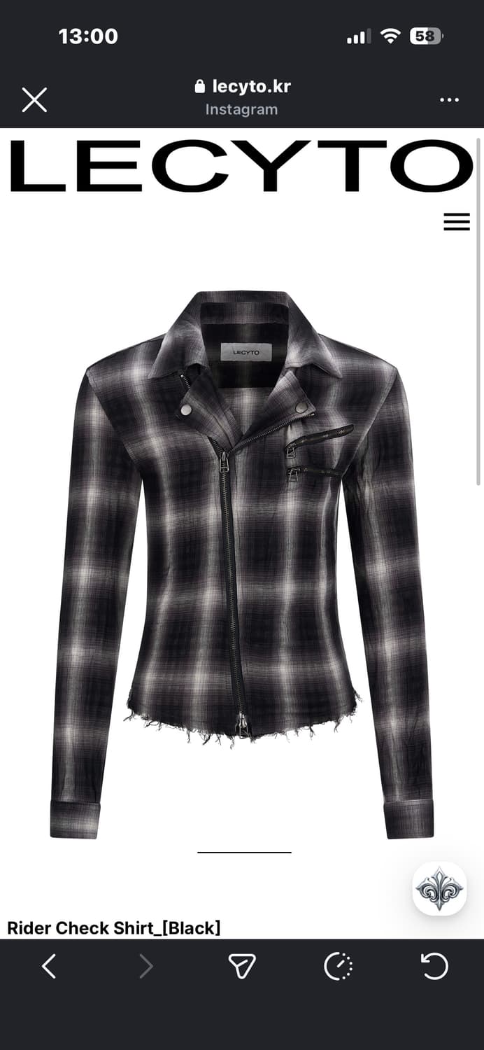 Lecyto 레씨토 라이더 체크 셔츠 구매해요 상품이미지1
