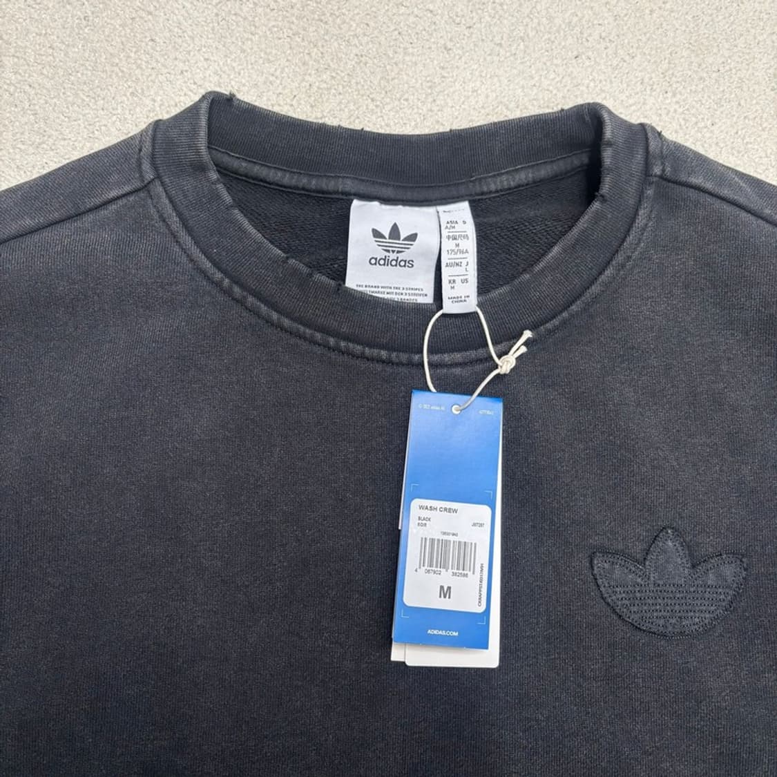 [새상품] 아디다스 워시드 크루 맨투맨 블랙 M 상품이미지4