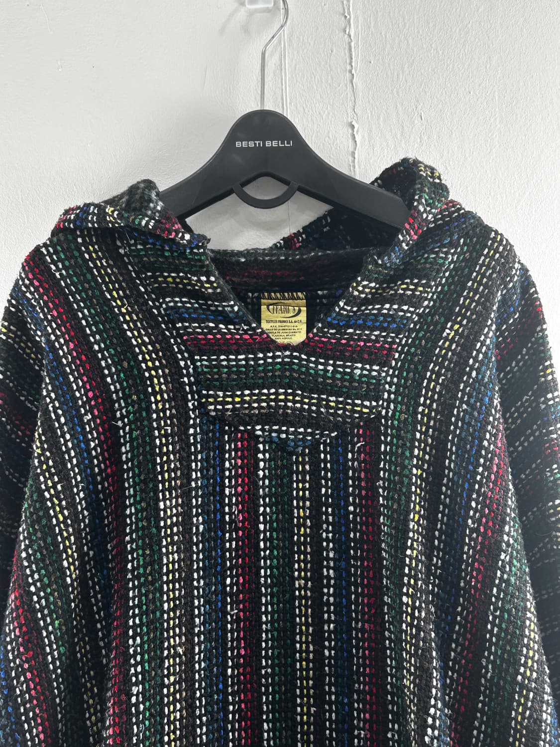 Franks Textiles 멕시코 빈티지 바하 니트 후드티 XXL 판쵸 상품이미지4