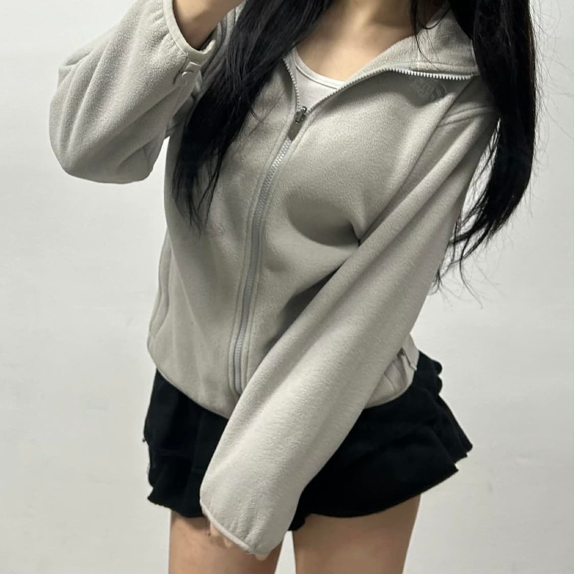 노스페이스 그레이 걸즈 플리스 자켓 희귀져지(L) 상품이미지1