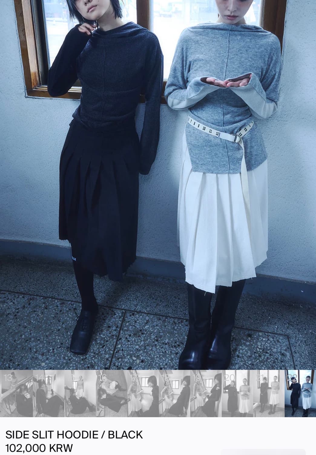 할로미늄 side slit hoodie black 상품이미지6