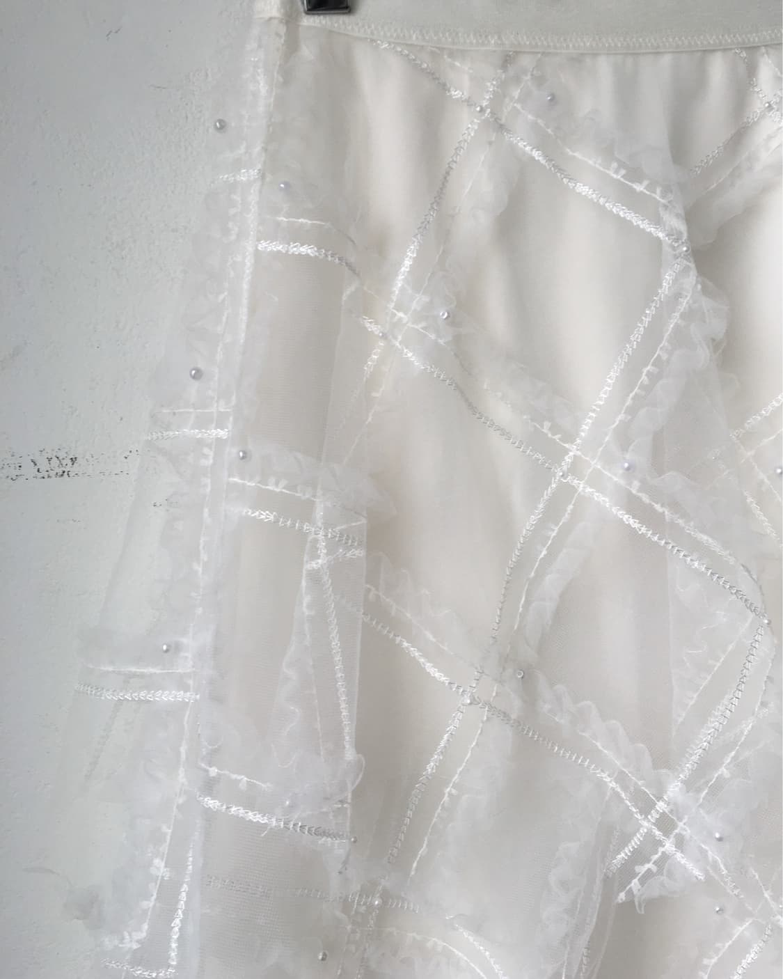 Pattern lace unbalanced sha long skirt 상품이미지2
