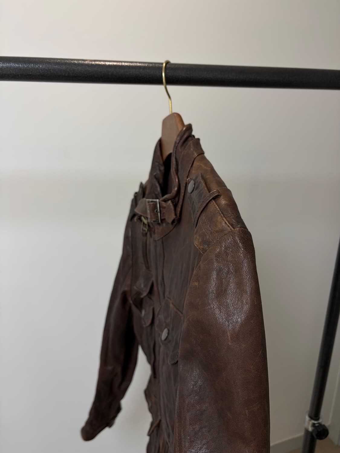 Naknine 빈티지 4포켓 브라운 양가죽 자켓 상품이미지3