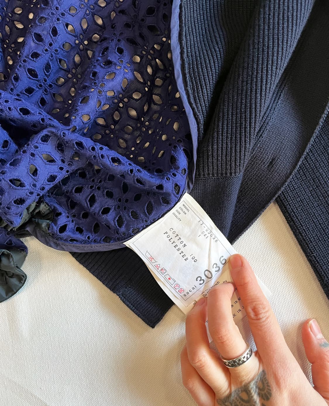 SACAI hole lace string cardigan 상품이미지10