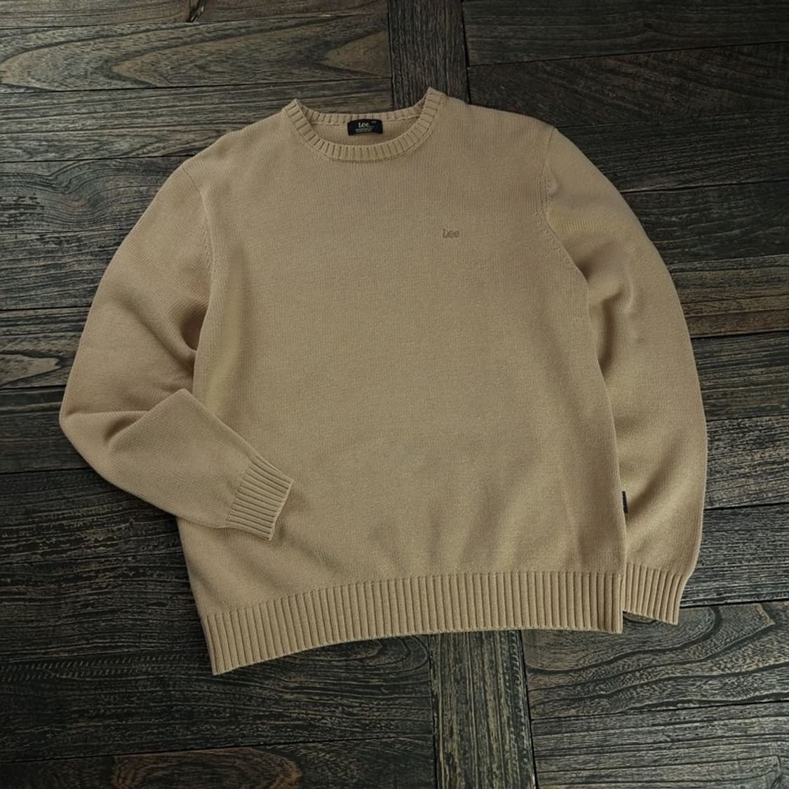 [리] 로고 자수 크루넥 니트 베이지 M18636 상품이미지1