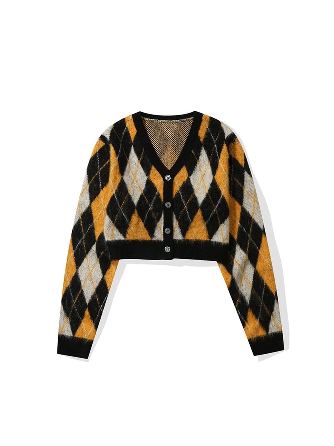 (무료배송) leey 아가일 세미 크롭 가디건 상품이미지6