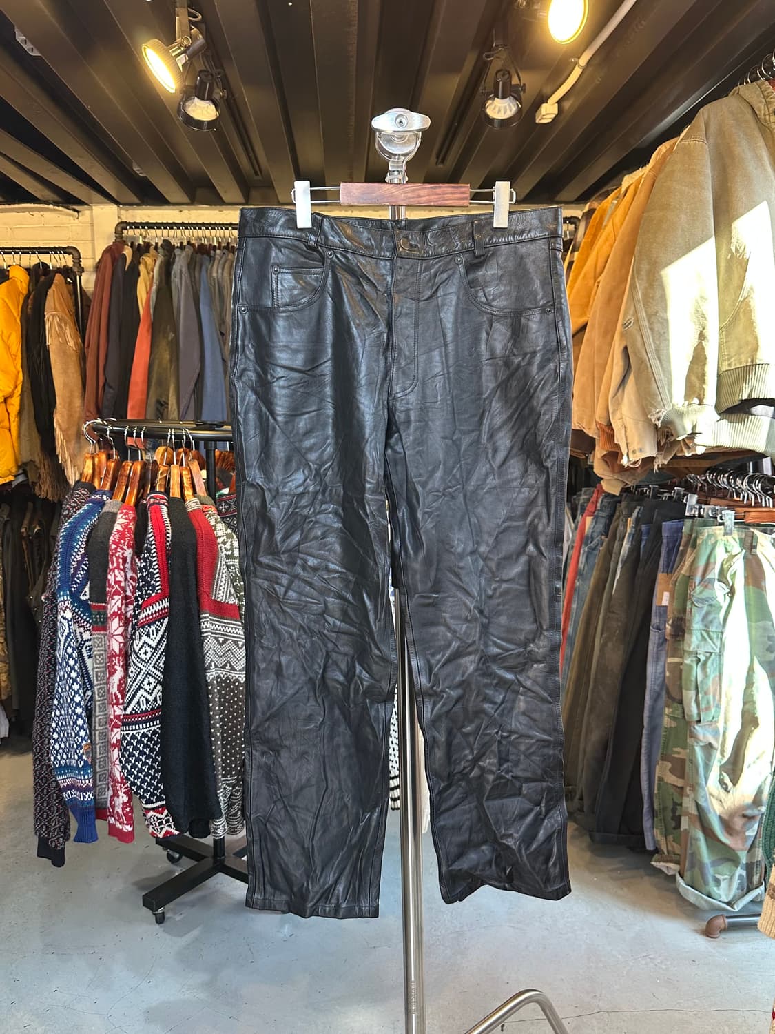 Old 리얼 레더 바이크 가죽 팬츠 상품이미지1