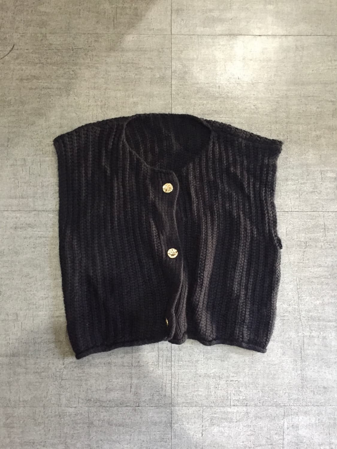 일본빈티지 올드스쿨아메카지 쓰리버튼 니트베스트 블랙 상품이미지1