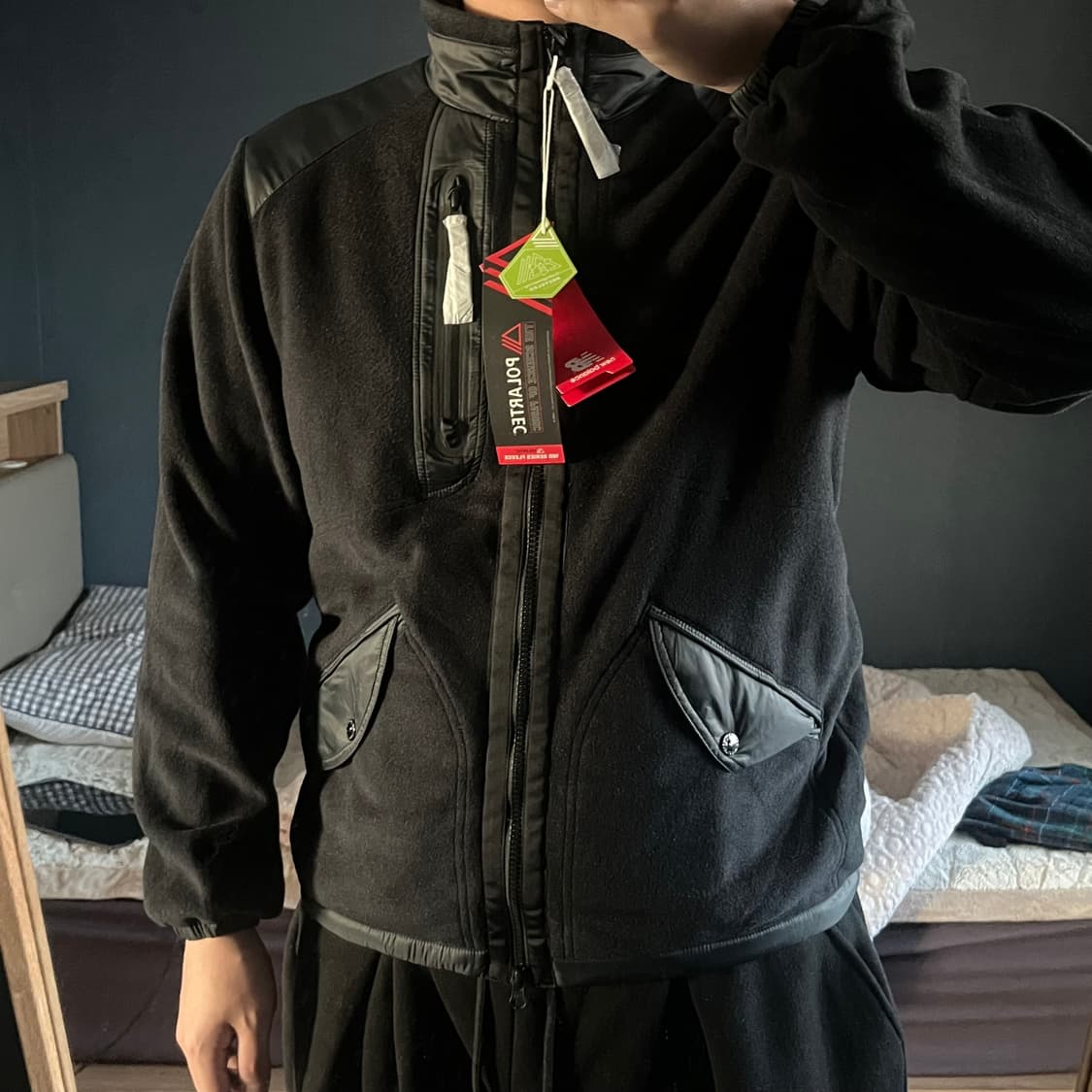 새상품(M)이스트로그x뉴발란스 후리스 자켓 블랙 상품이미지2