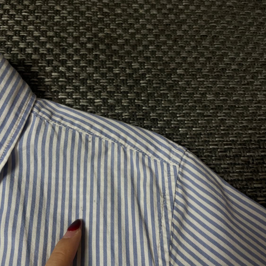 타미힐피거 스카이블루 스트라이프 반팔 셔츠 152 상품이미지5