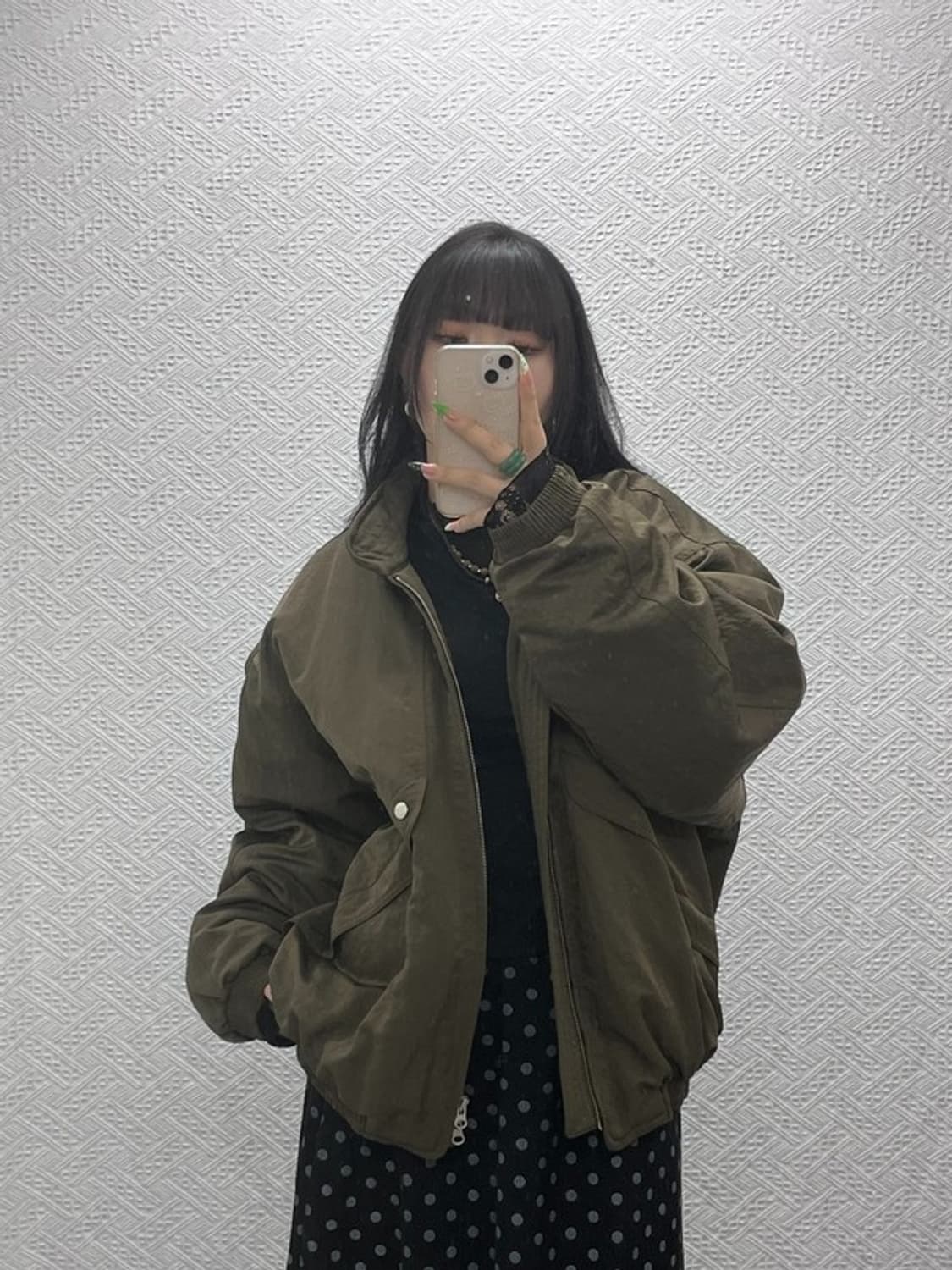 이에이 모던 캐주얼 오버핏 말차카키 항공점퍼 자켓 L C09096 상품이미지2