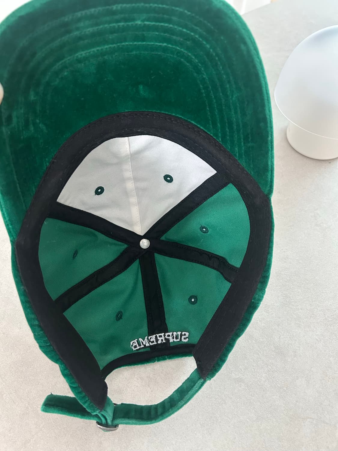 슈프림 벨벳 S로고 6패널 캡 그린 상품이미지5