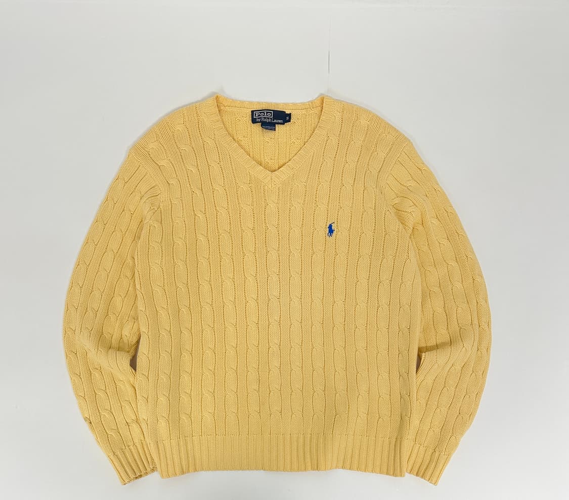 폴로 브이넥 케이블 니트 (실측M) 상품이미지2