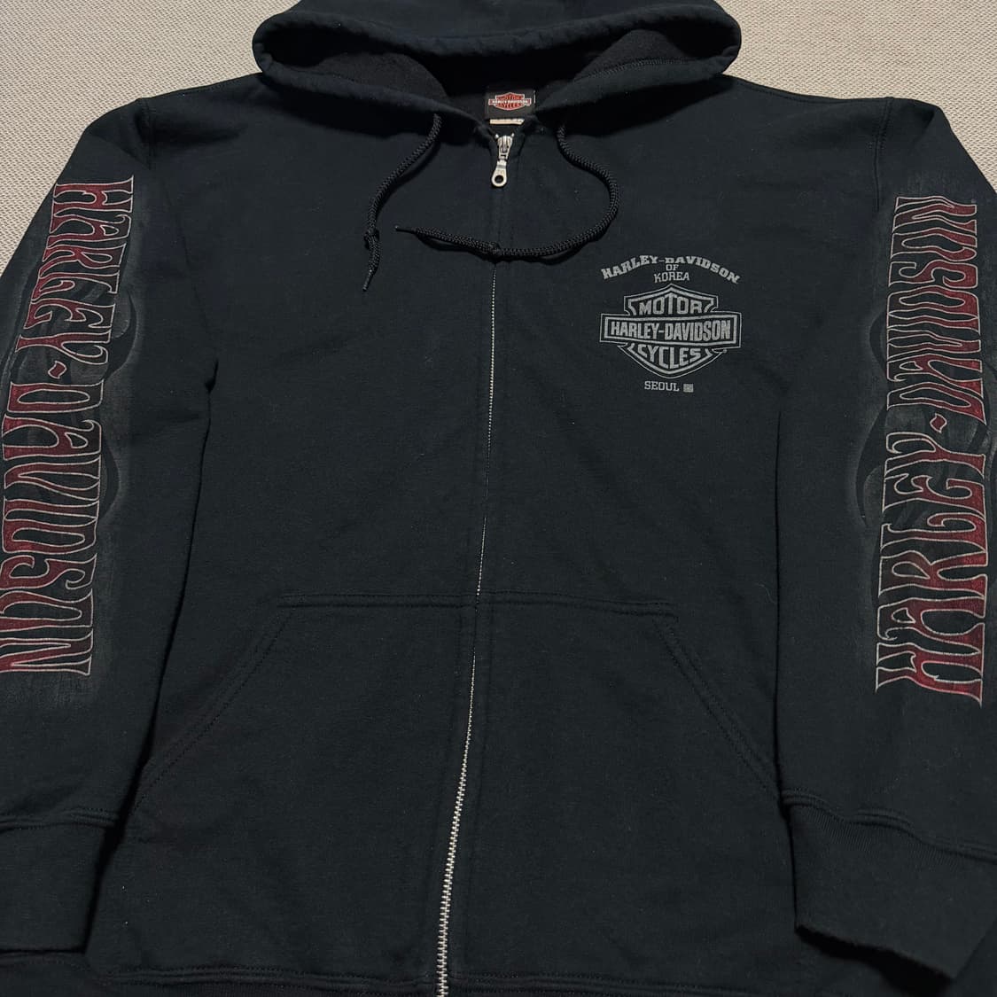 할리데이비슨 스컬 프린팅 기모 후드집업 상품이미지3