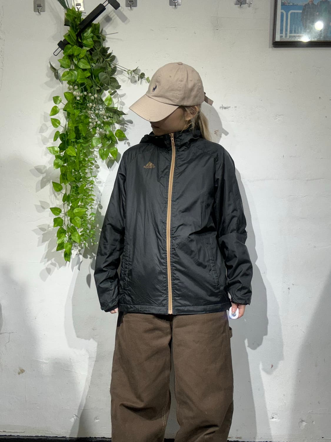 아디다스 블랙 골드 빅 로고 후드 바람막이 자켓 S 상품이미지2