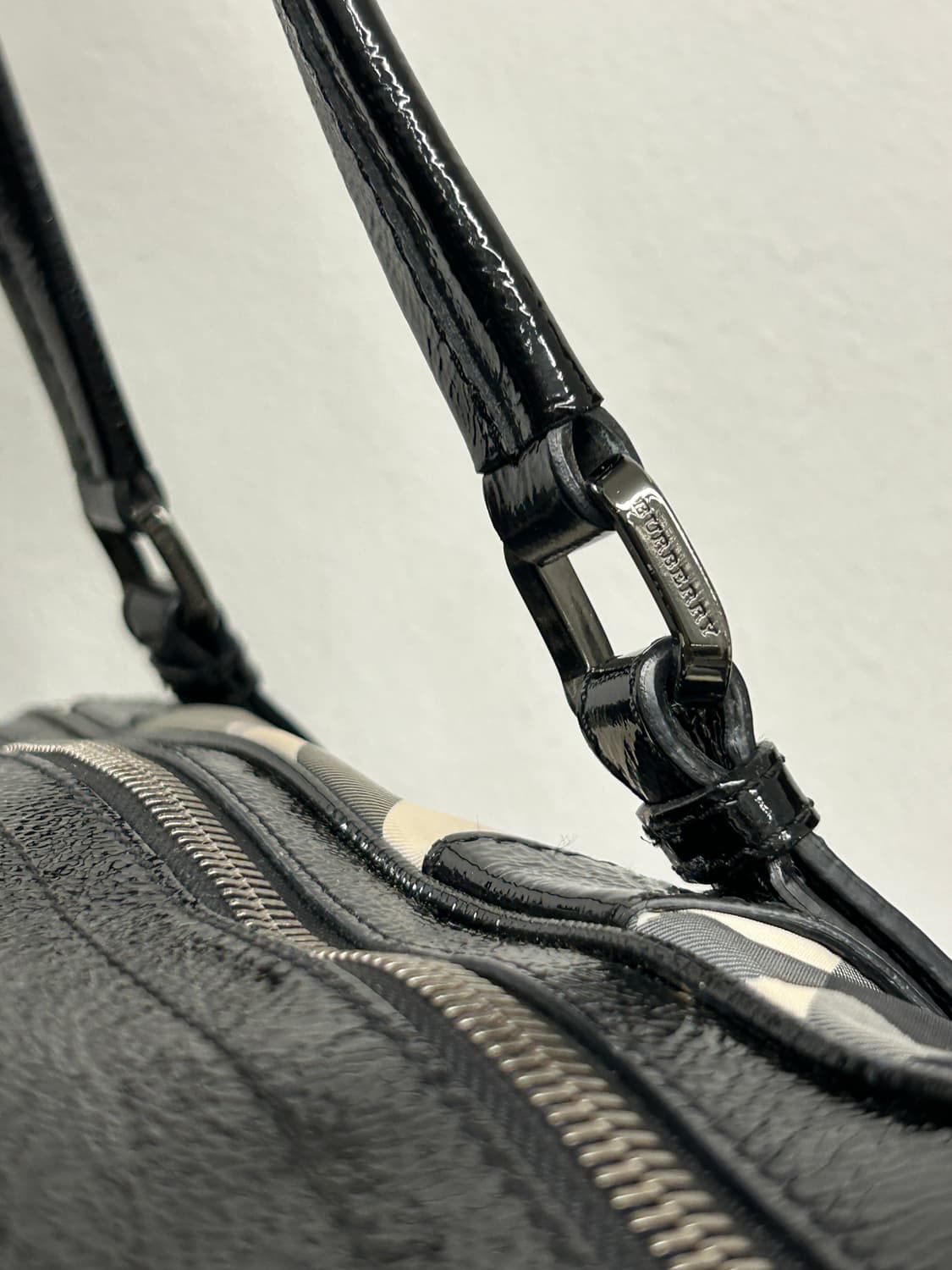 빈티지 버버리 체크 에나멜 보스턴백 & 숄더백  상품이미지5