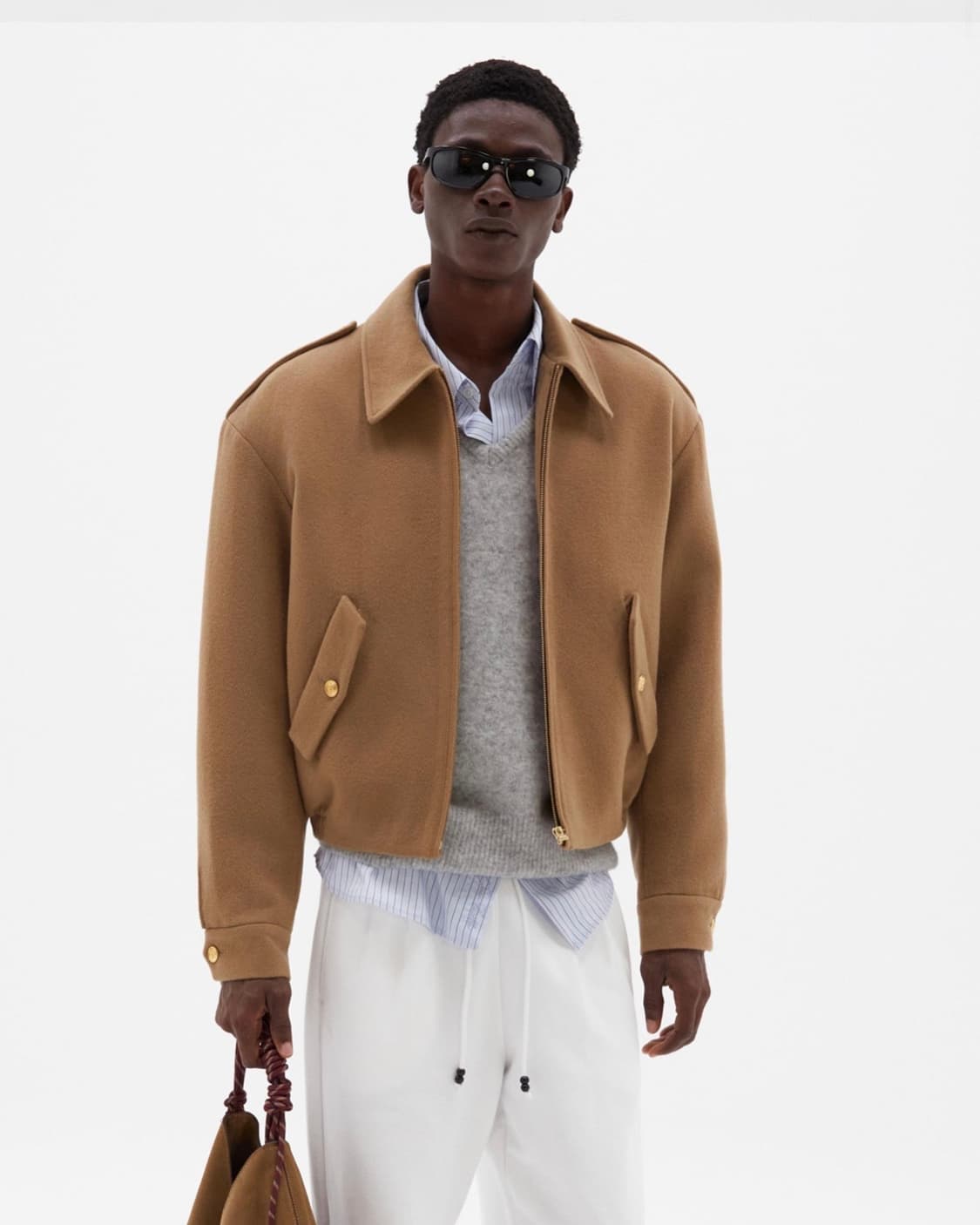 타일레 에폴렛 울렌 오피서 블루종 자켓 카멜 1사이즈 상품이미지1