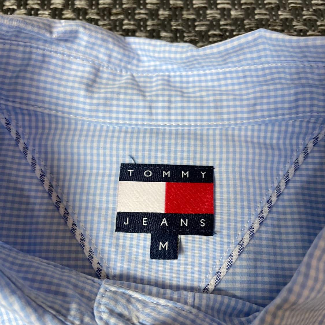 타미힐피거 스카이블루 마이크로 체크 패턴 긴팔 셔츠 M 상품이미지4