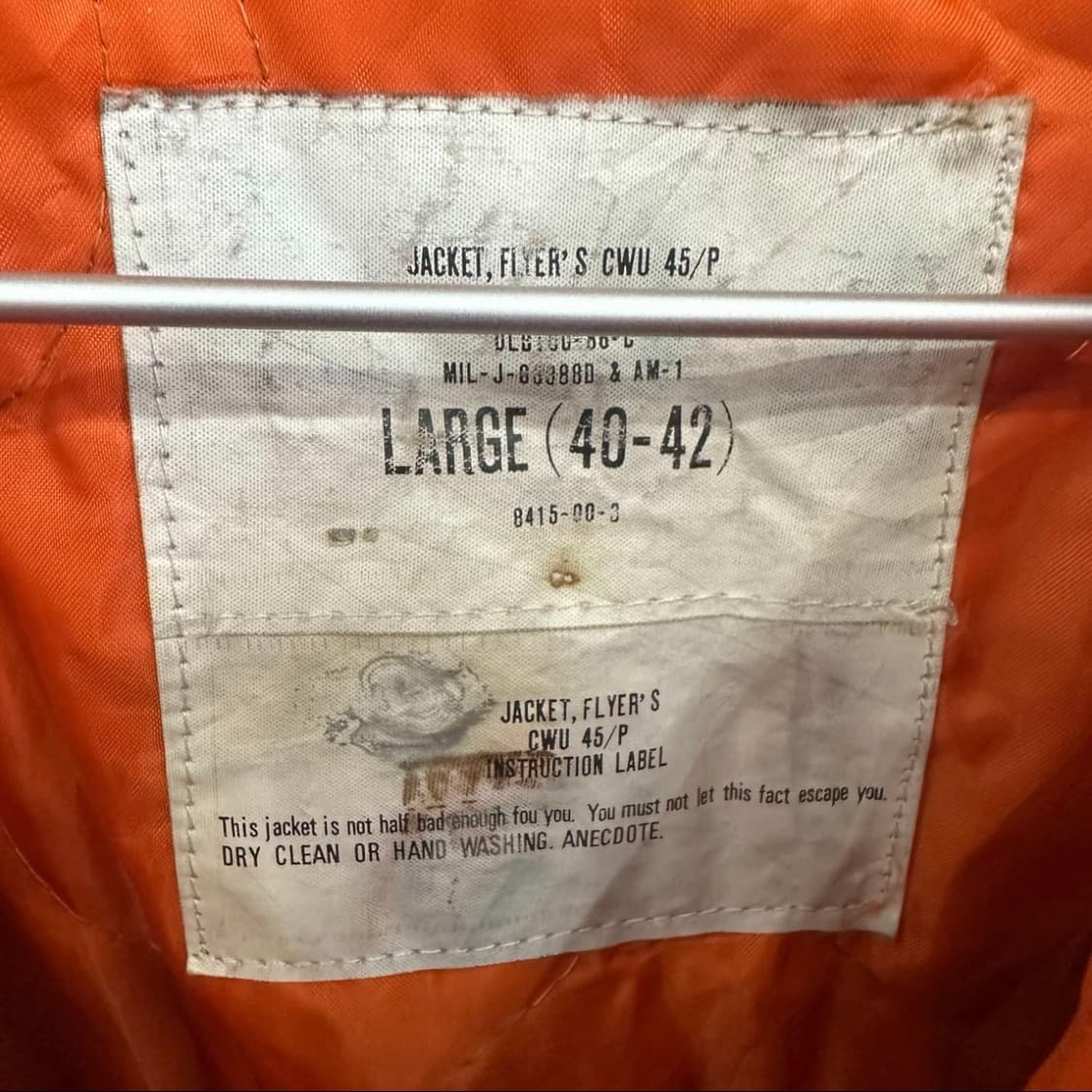 Vintage 80s CWU 45/P (MA-2) 플라이트 자켓  상품이미지3